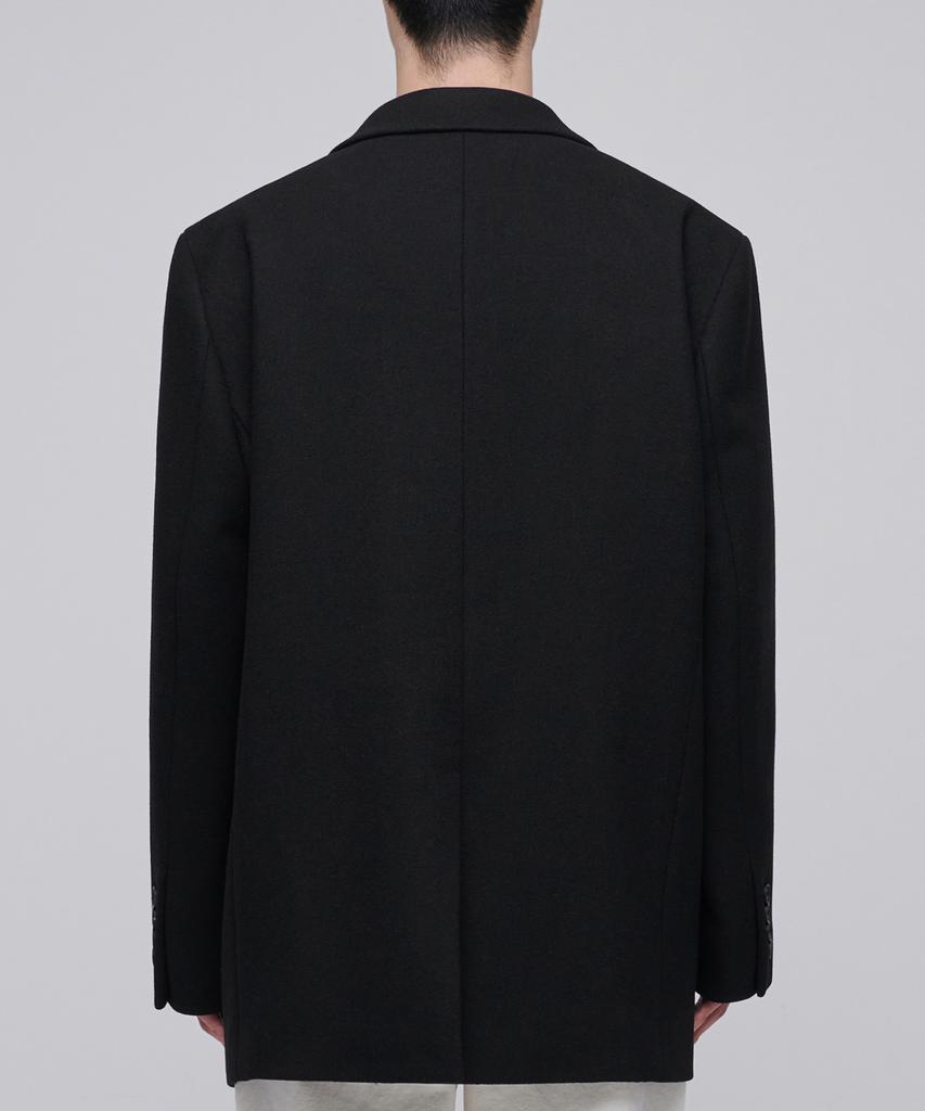 Musinsa Standard Wool Blend Melton Daddy Shoulder Oversized Blazer [Black]