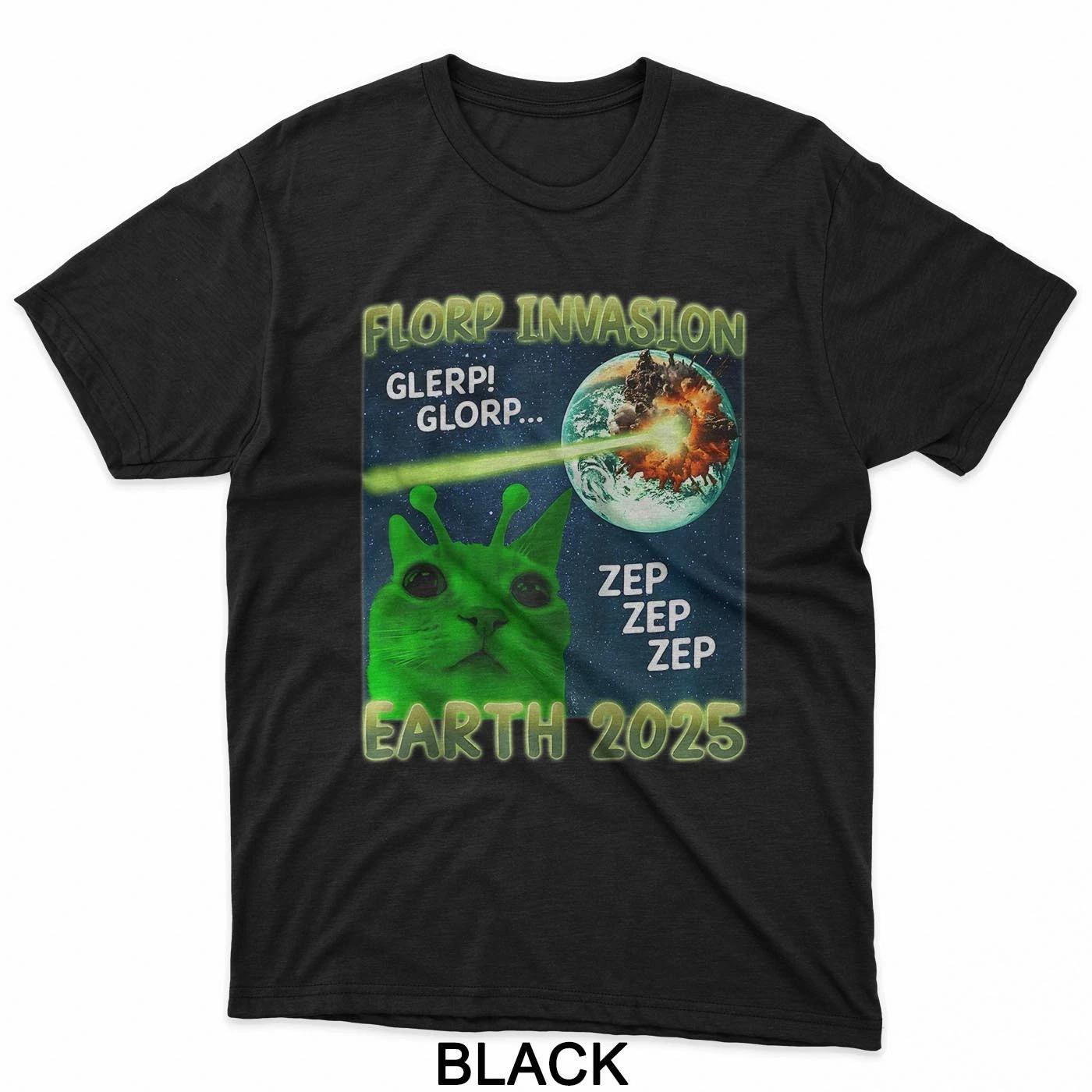 

Glerp Glorp Funny Alien Cat Brainrot Dank Memes Men Women T-Shirt 4XL