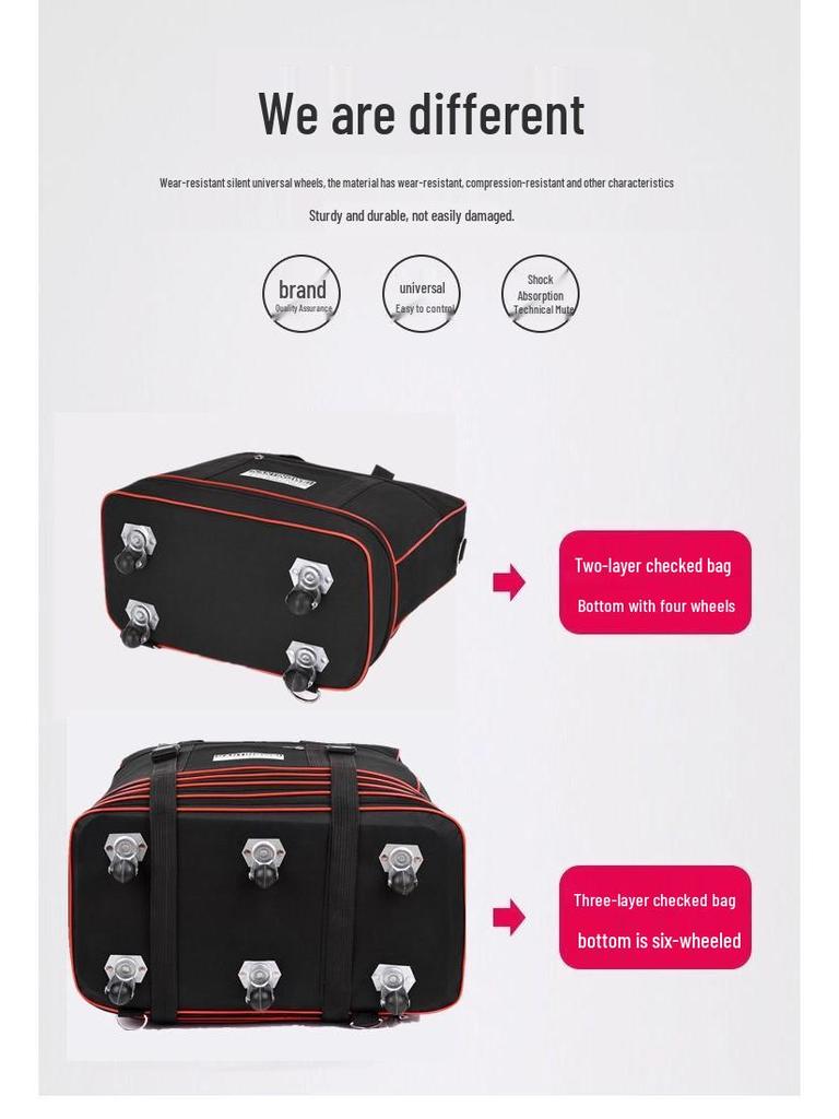 158L Aviation Large Capacity Rolling Travel Bag - Foldable Wheeled Luggage Storage, Oxford Cloth