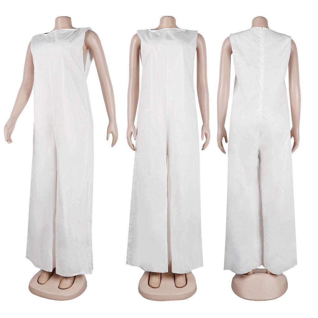 2025 Women's Spring/Summer Casual Solid Color Wide-Leg Jumpsuit