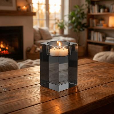 Romantic Candle Holders 4/6/8/10 CM Sparkling Single-Head Candle Stand Cubic Prism Resin Tea Lights Holder Family Gathering