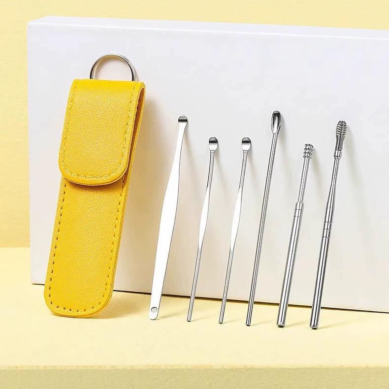 Tragbares Ohrenschmalz-Entferner-Set 6-teilig: Ohrreiniger-Werkzeuge mit Spiralfeder