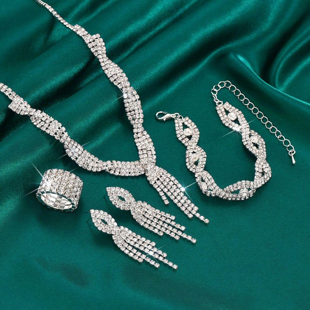 Zircon Bracelet Wedding Bridal Accessories Rhinestone Jewelry Set Bridal Accessories