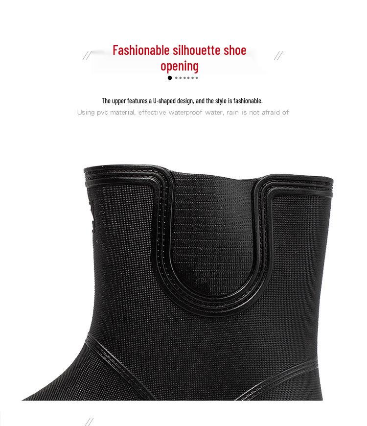 Unisex Mid-Calf Waterproof Rain Boots: Non-Slip, Wear-Resistant Rubber Shoes for Outdoor, Kitchen, Car Wash & Sports. Pull-On Style.