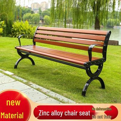 Outdoor Solid Wood & Cast Aluminum Park Bench for Garden