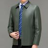 Genuine Leather Jacket Men's Autumn Velvet Lapel Business Casual Leather Top Middle-aged Dad Thin Leather Jacket