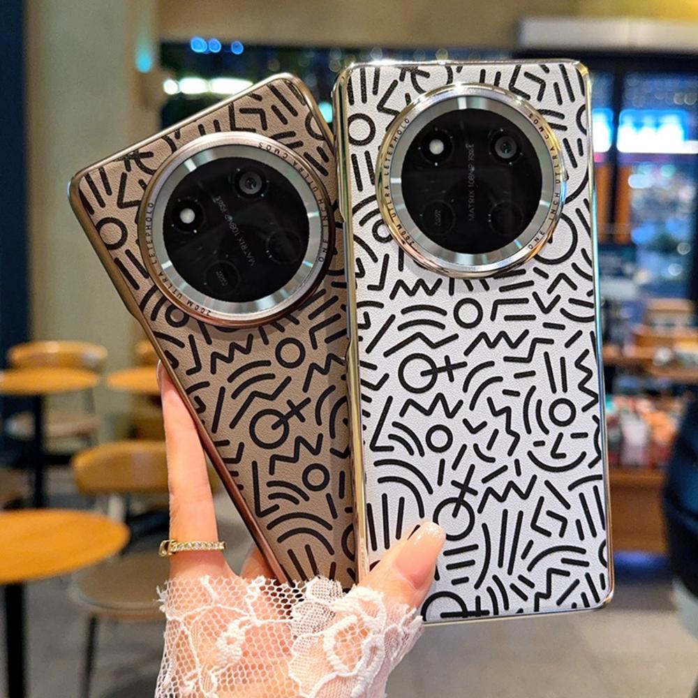 For Honor X60 Pro 5G/X9c 5G Case Creative Doodle Leather Electroplated Phone Back Cover