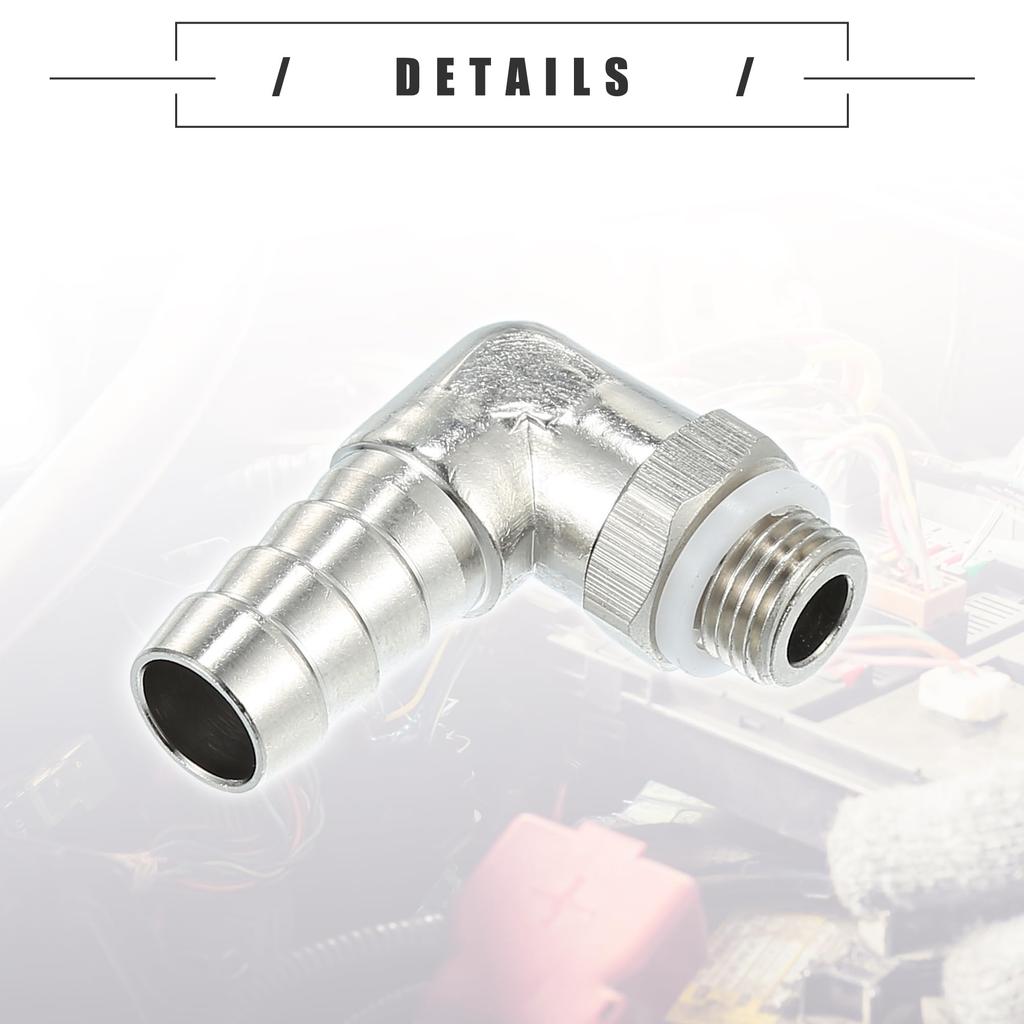 Motoforti Universal Auto 90 Grad Messing Fitting Schlauchadapter, Schlauchfitting, 10mm 3/8" Stacheldraht