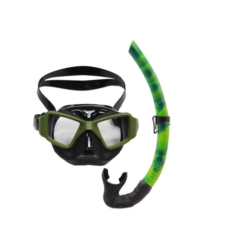 Customized Freediving Goggles Wet Snorkel Set Glass Lenses Small Volume Rubber Coated Universal Fit Mask Snorkeling Equipment