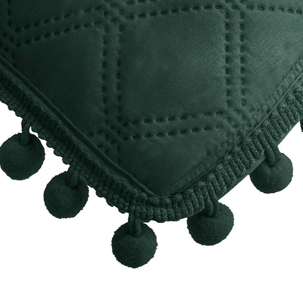Poszewka Z Pomponami 45X45 Zielona Butelkowa Pompony Romby Glamour Do Narzuty