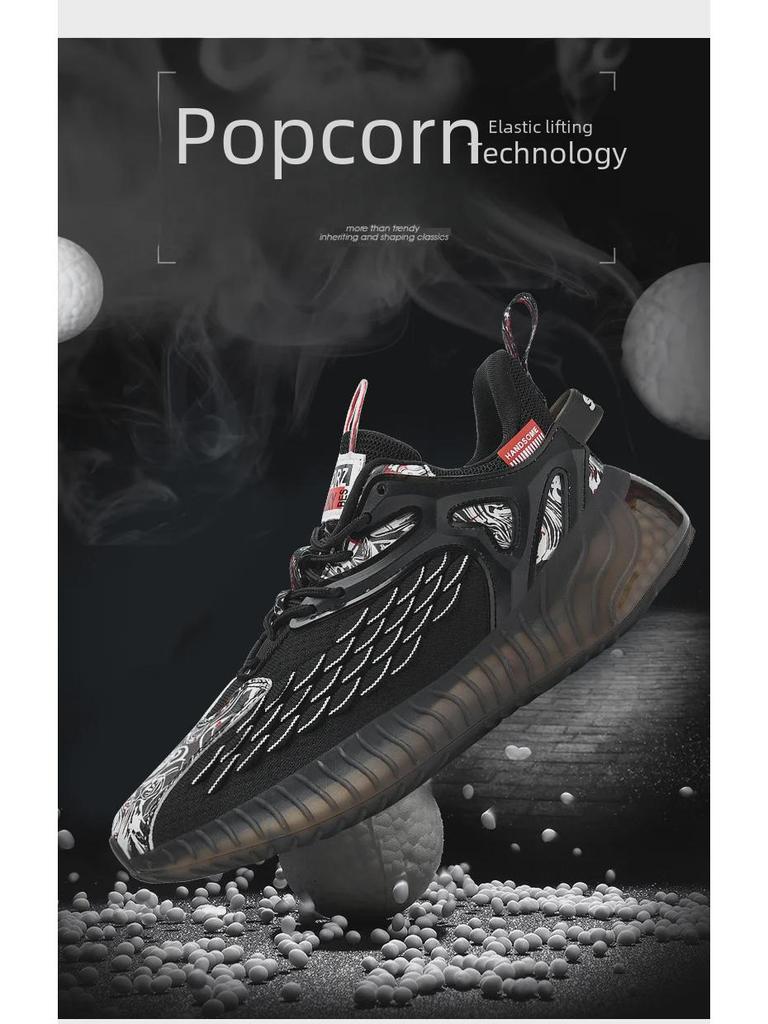 Herren Schwarze Drachenschuppen Krieger Sneaker – Trendige Lässige Popcorn Sportschuhe im AJ-Stil