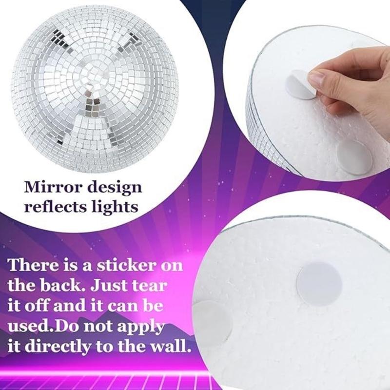 Set of 3 Disco Ball Half Sphere Wall Decoration Mirror Tile Party Backdrop Accent with Adhesive Pad for Room Styling