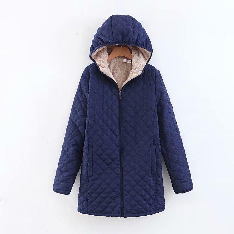 New stand-up collar medium and long loose light lamb wool cotton-padded coat women's coat