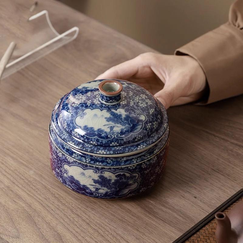 Creative Blue and White Porcelain Tea Cans Ceramic Candy Jars Vintage Ceramics Nuts Coffee Beans Medicinal Herbs Storage Jars