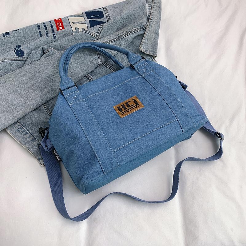 Torba Podróżna na Krótkie Dystanse Damska Torba Jeansowa o Dużej Pojemności na Ramię/Przez Ramię Torba Bagażowa