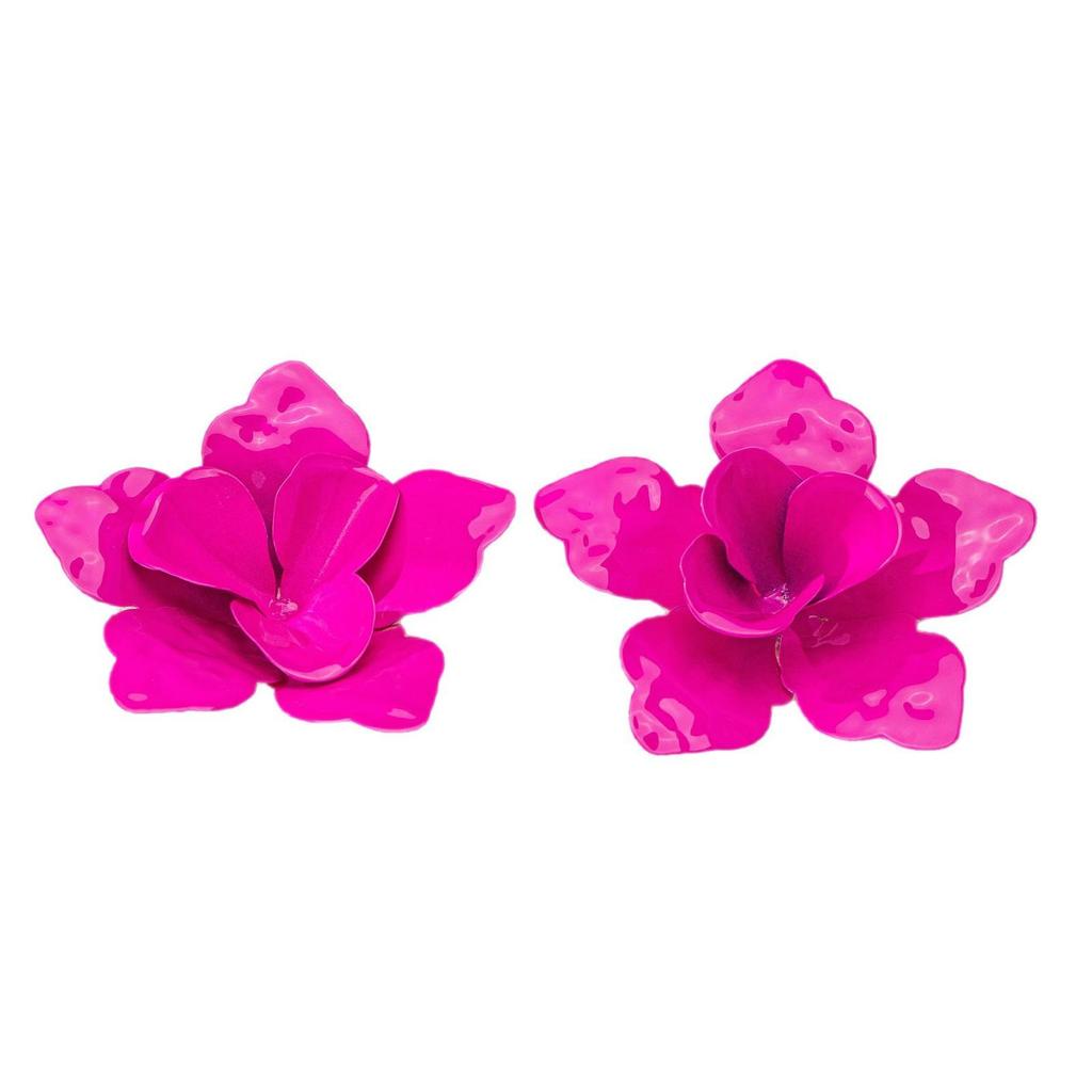 European & American Retro Pink Flower Stud Earrings for Parties