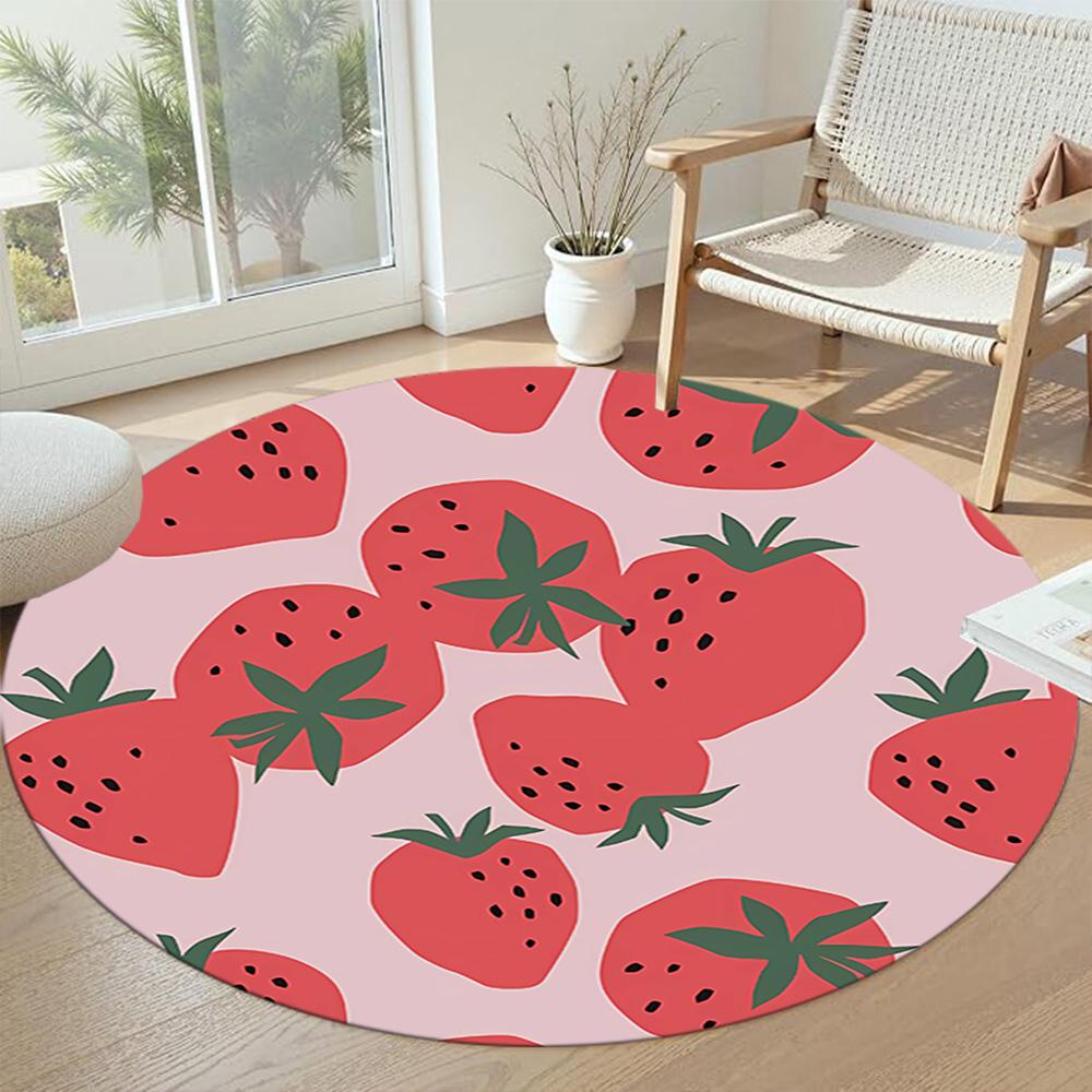 Runder Obst-Büroteppich Design für Foyer Spielzimmer Außenbereiche Schlafzimmer Rutschfester Runder Teppich Büro Heimdekoration Perfektes Geschenk für Frauen Männer