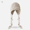 Autumn And Winter Warm Wool Hat Hand-Woven Hollow Bag Hat Women'S Ethnic Style Fringed Ear Protector Knitted Hat