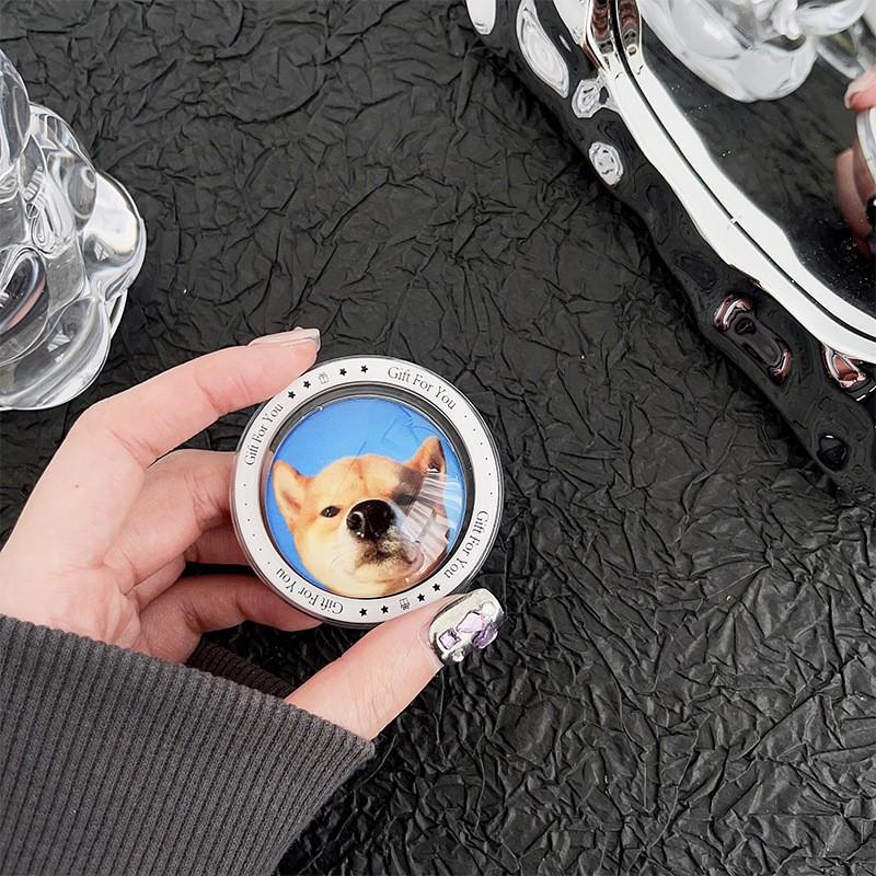 Cute Animal Glass Circular Magnetic Suction Phone Airbag Holder Back Sticker Extendable Desktop Lazy Ins Style