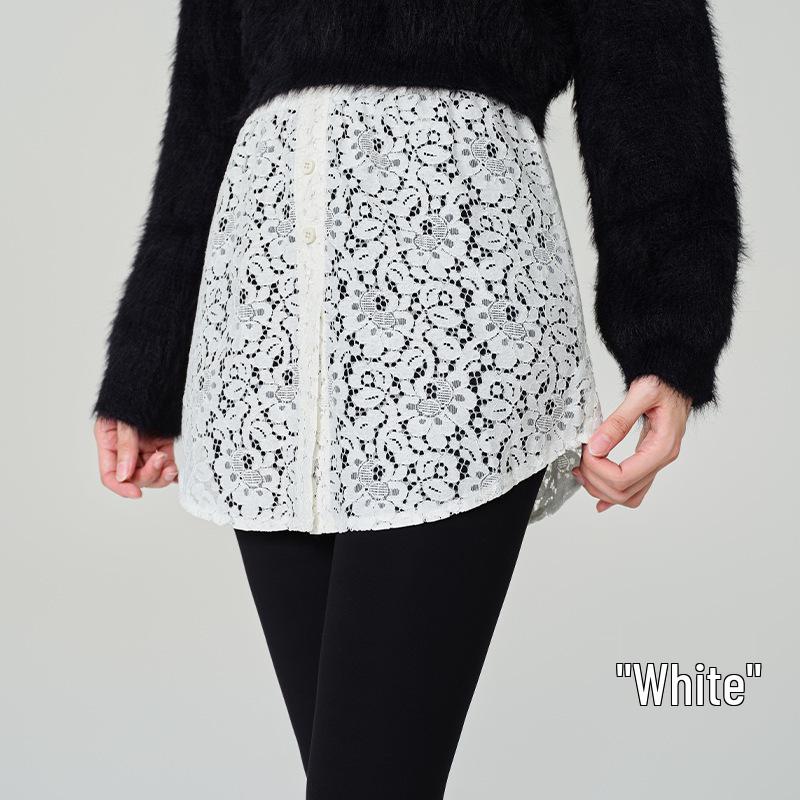 Lace Hem Layering Skirt: Women s Versatile Winter Sweatshirt Accessory Medium белый