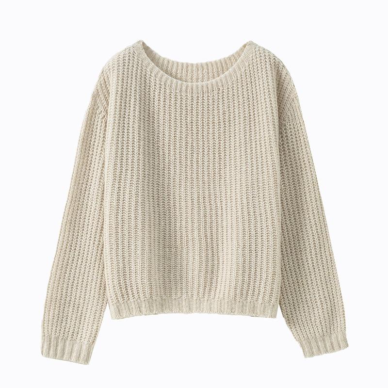 Premium Wear Pullover Baby Camel Fleece Blended Wool Knitted Sweater Jacket Women's Loose Sweater