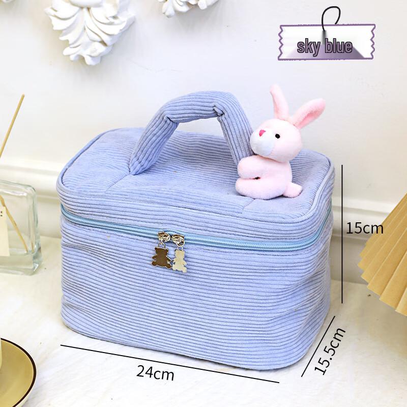 Cute Plush Rabbit Corduroy Cosmetic Toiletry Bag