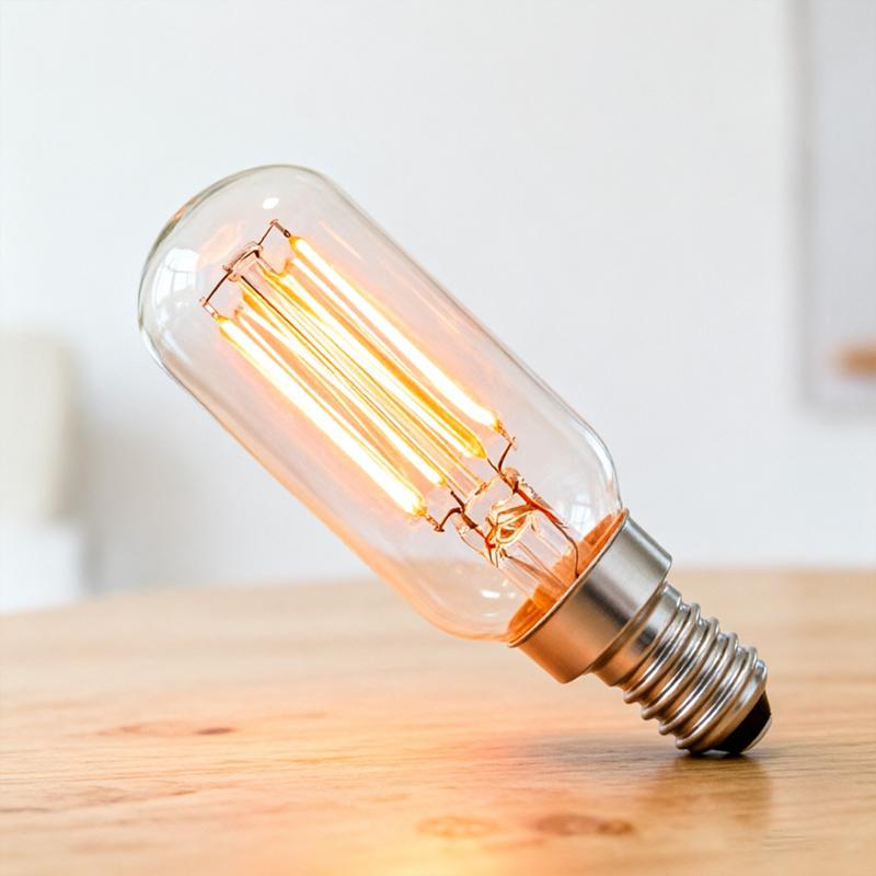 8Pcs T25 LED Filament Bulb E14 4W Warm White 2700K Non-Dimmable Edison Light Bulb Tubular Lamp for Ceiling Fan Chandelier Decor