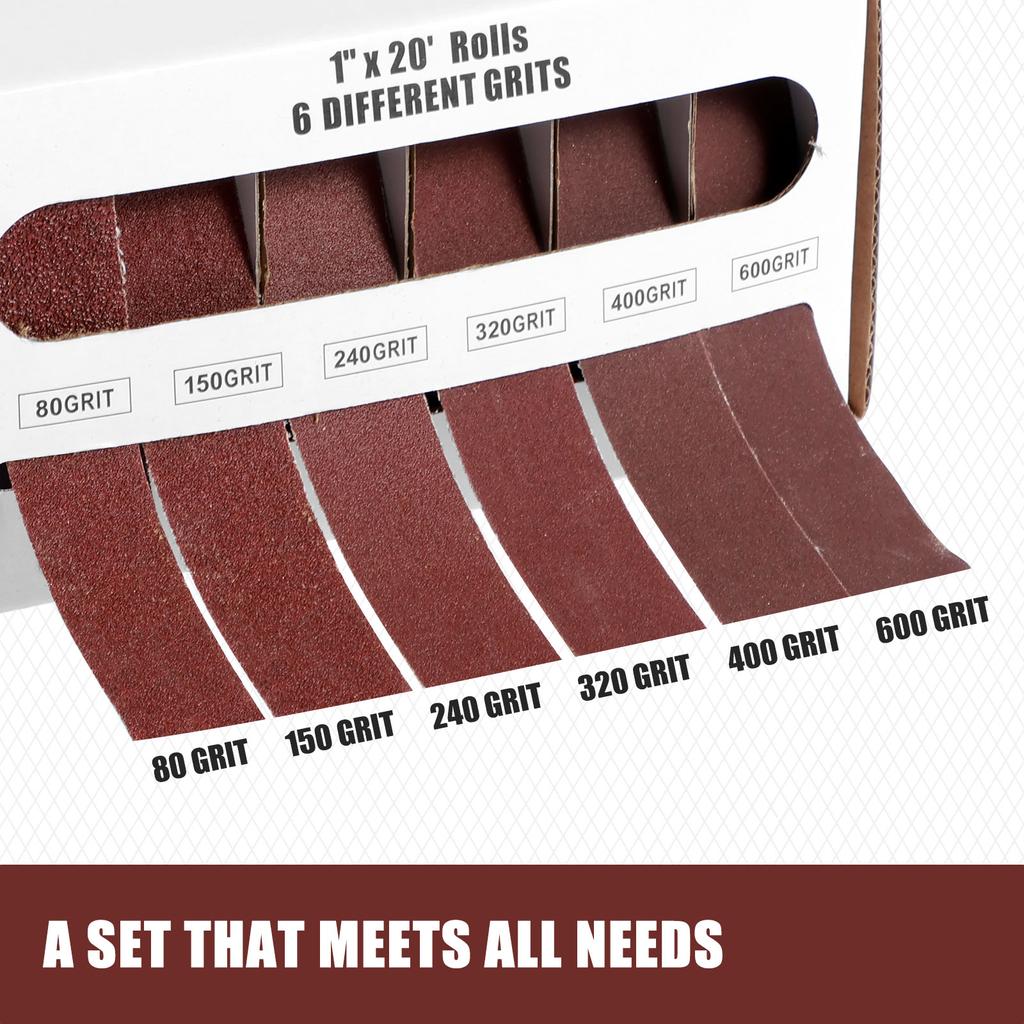 5/6 Roll Long Abrasive Sand Paper Rolls Boxed Aluminum Oxide Sanding Belt Drawable Abrasive Paper80/150/240/320/400/600 Grit
