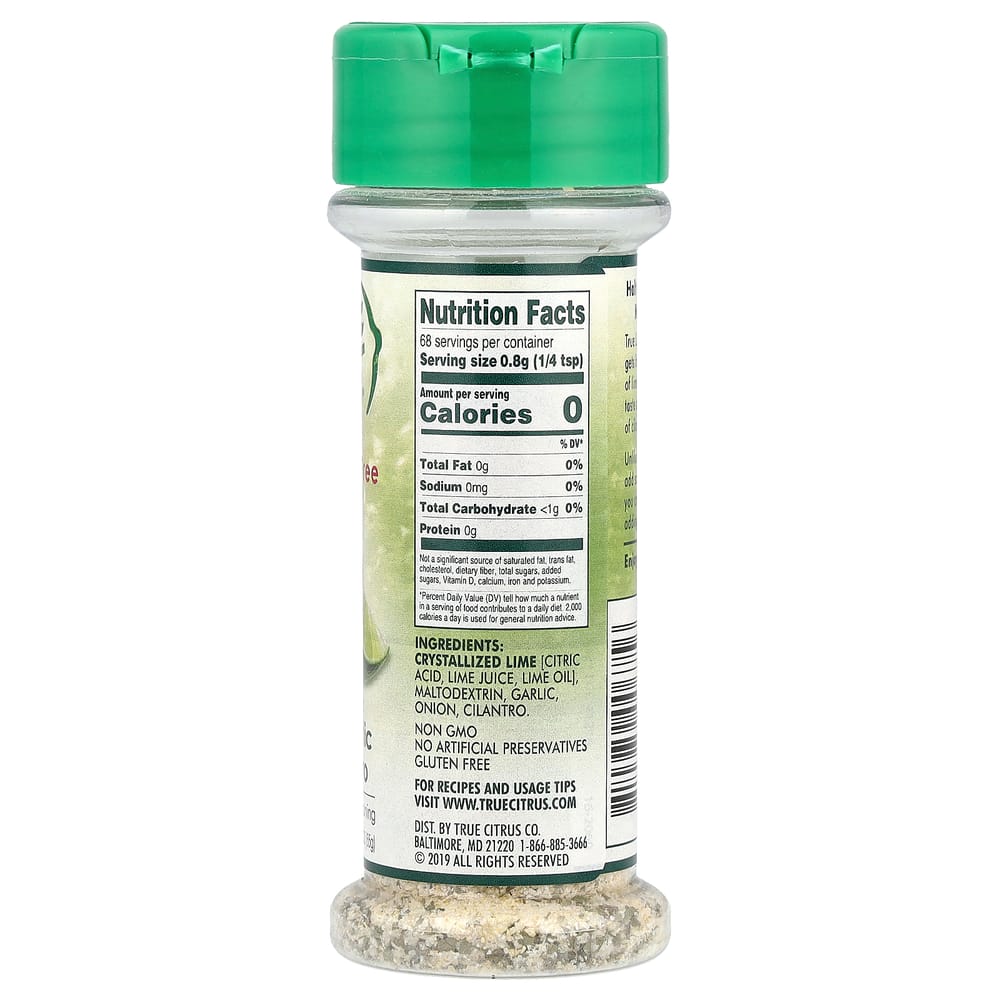 True Citrus True Lime Lime Garlic Coriander Crystals Salt-Free 55g (1.94oz)