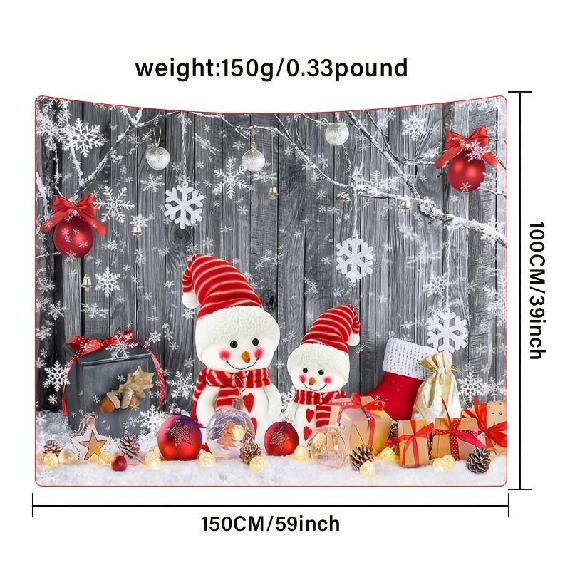 Christmas Tapestry Wall Hanging Red Xmas Balls And Snowman Decorative On Rustic Planks Tapestries New Year Wall Decor Tapestry