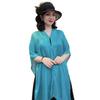 Summer Shawl V-Neck Buttons Placket Lightweight Sun Protection Versatile Beach Shawl Solid Color Vacation Sunscreen Shawl
