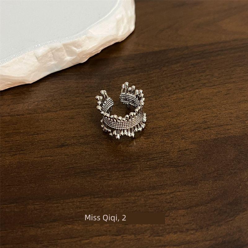 Trendy Cool Sexy Metal Beads Multi-Layer Tassel Ring Female Cold Wind Woven Fashion Dynamic Wide Open Ring Braided Style Silver