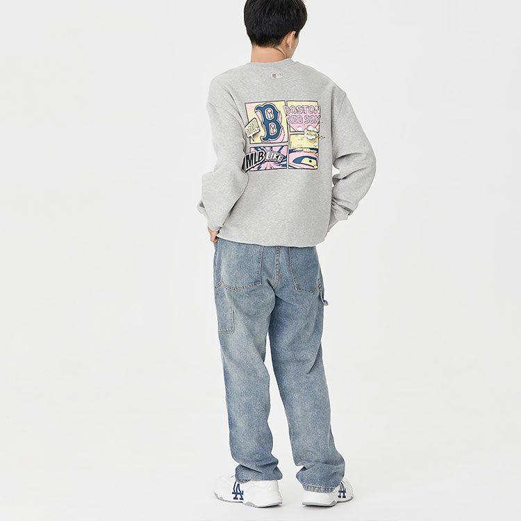 MLB Sweatshirts Unisex Gray Crew Neck Moderate Regular 3AMTL0426-43MGS