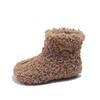 Cute Animal Patchwork Lambswool Boots For Kids  Winter Thick Curly Fur Warm Booties Boys Girls  Outdoor Round Toe Cotton Shoes