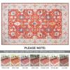 Vintage Bohe Washable Red Area Rug for Living Room, Bedroom, Office Ultra-thin Stain Resistant Indoor Low Pile Carpet