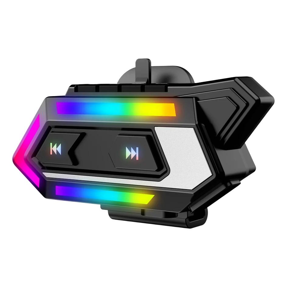 C10 RGB Flash Colour Light Motorcycle Helmet Headset 1000mAh BT5.4 Waterproof Wireless Headphone with Micrphone Earphone Motorcycle Accessories