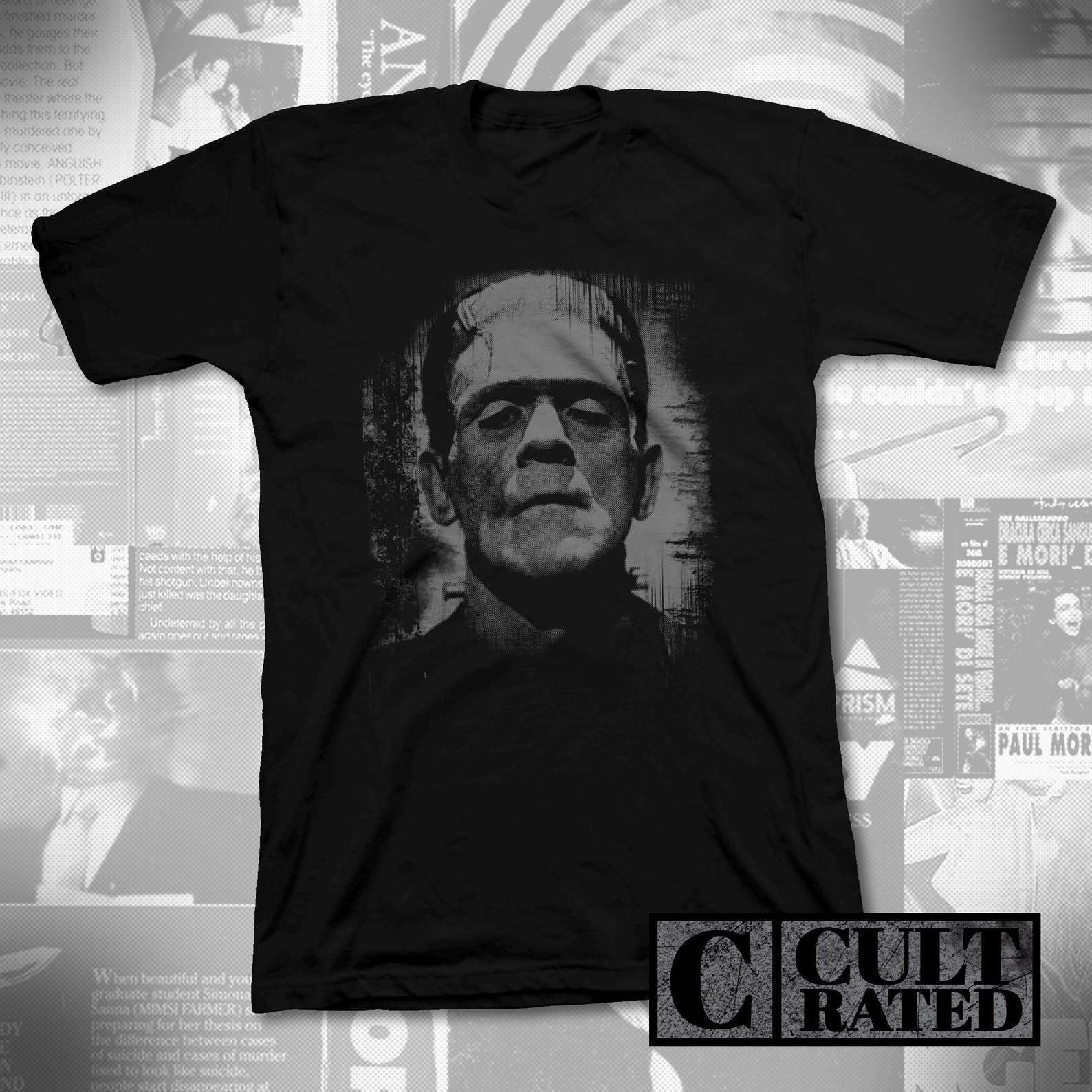 Frankenstein Monster T-Shirt: Boris Karloff Cult Classic, Hand-Printed XL
