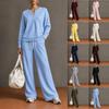 Damen Zweiteiliges Set Langarm-Sweatshirt und Weite Hosen Einfarbig Lässig