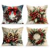 Christmas Pinecone Cushion Pillowcase Printed Polyester 45X45Cm Throw Pillowcover Decorative Sofa Cushion Pillowslip Home Decor