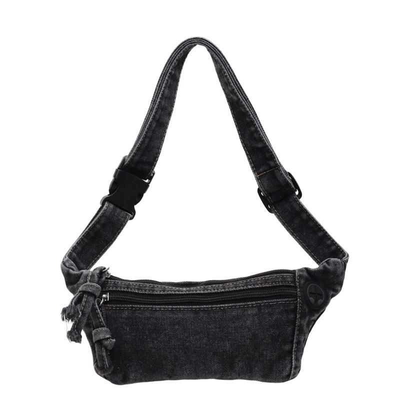 Ретро Многослойная Мини Джинсовая Сумка Сумка для Телефона Женская Сумка Через Плечо чёрный