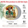 Plat 2D, 1 pièce Rond "Tequila Servie Ici" Panneau Suspendu en Aluminium, Design Squelette Mexicain Sombrero Tequila Vintage, Décoration Murale Métallique Rétro, Parfait pour