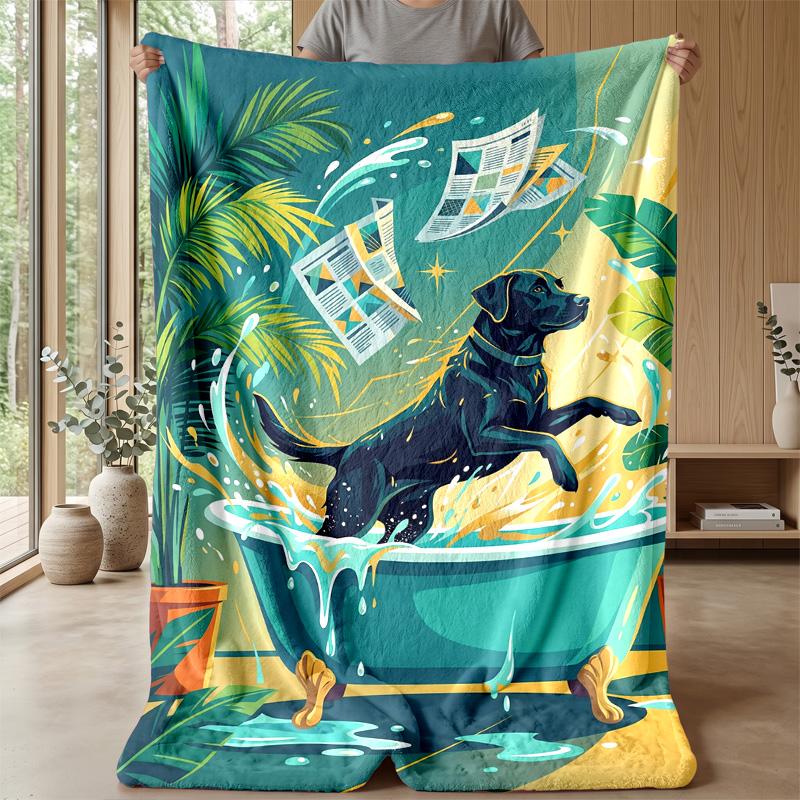 Palm Tree Bath Time Theme Blanket Lightweight Warm Flannel Blanket Decorative Throw Blanket for Home Decoration