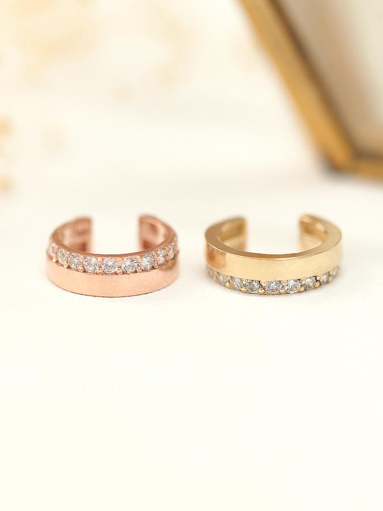 Minimalpiercing 14K Double-Row Inner Conch Ear Cuff Ring Earrings
