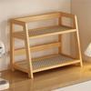 Desktop Rattan Wooden Storage Shelf For Kitchen Organizer Display Rack Spice Rack For Countertop Makeup Organizer