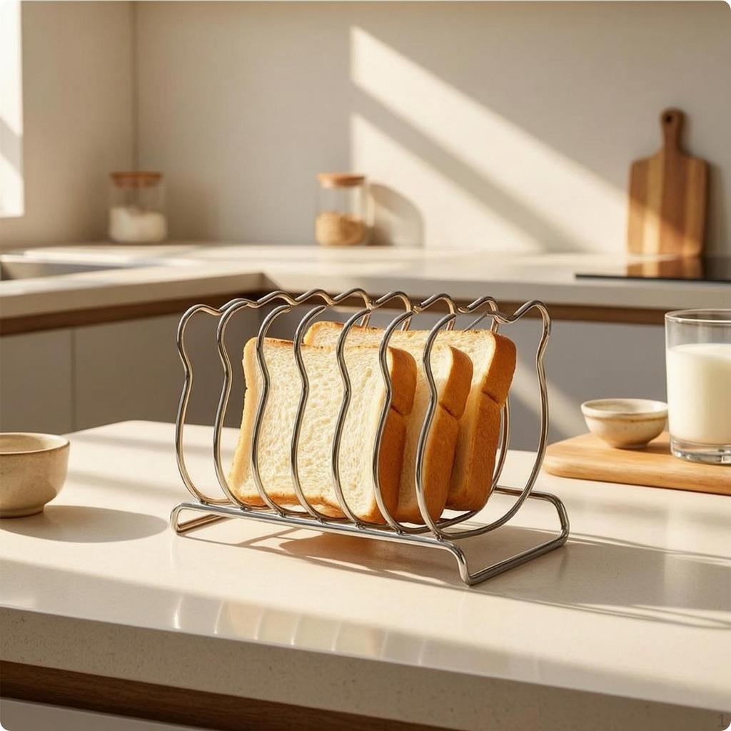Toast Rack with Bear Frame Compact Stainless Steel Holder Cute Bread Serving for