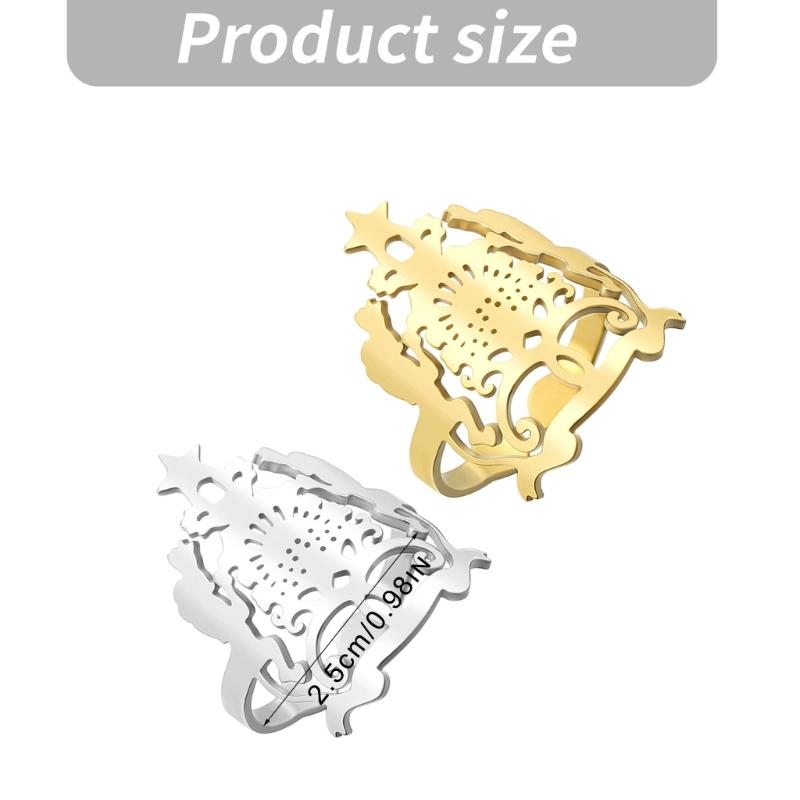 Stainless Steel Open Ring Ethnic Pattern Adjustable Size Fashion Jewelry Finger Accessories For Women