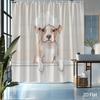 Cute Puppy Shower Curtain – Adorable Pitbull In Soap Bubbles, Cartoon Illustration On Waterproof Polyester, 12 Hooks Included