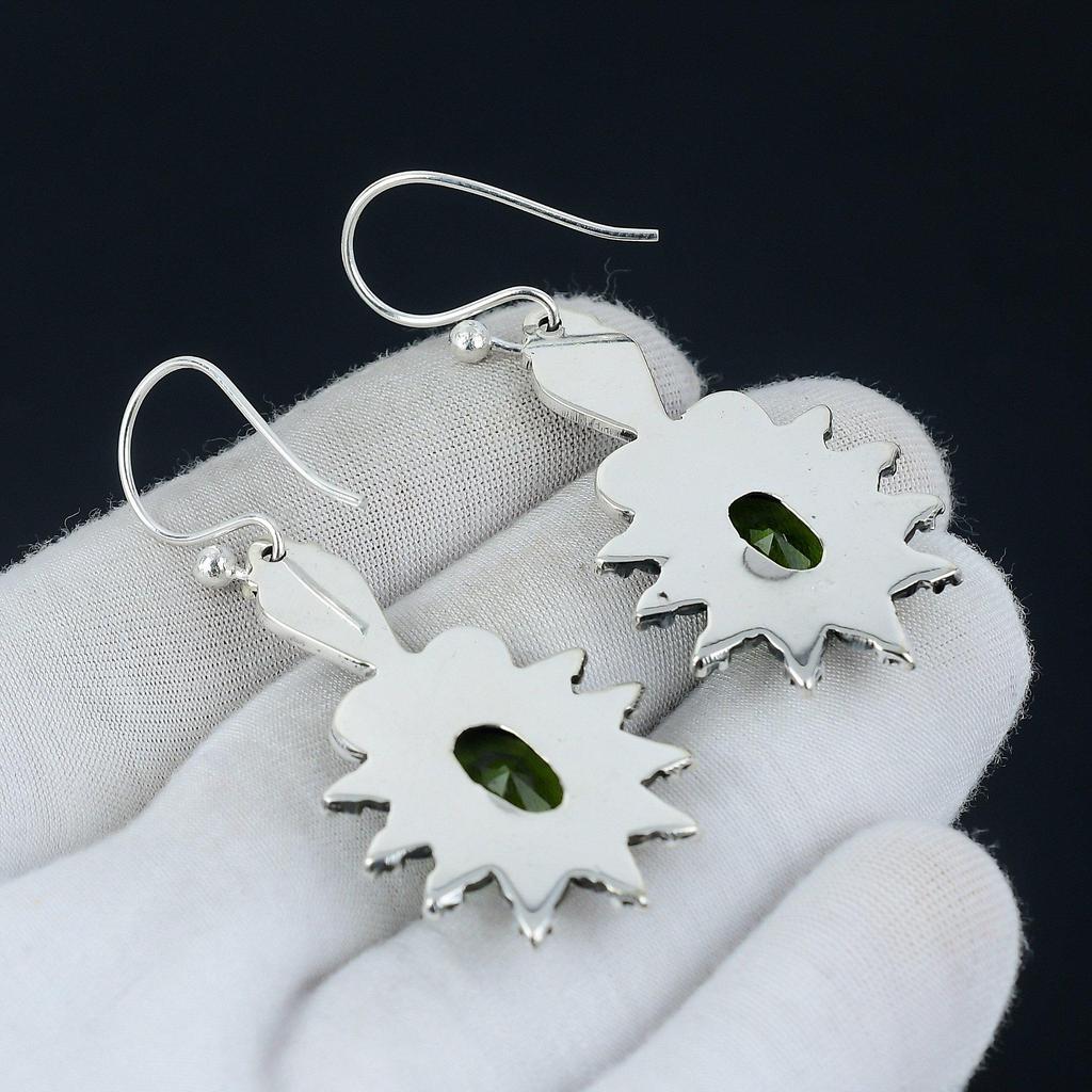 Peridot Gemstone Earring, Peridot Oval Gemstone Earring 925 Sterling Silver Earring, Peridot Birthstone Earring, Women's Earring Gifts