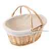 Weißer Rattan-Geflechtkorb Blumenkorb Ostergeschenk Mit Griff und Stoffeinsatz Obst Gemüse Brot Haushaltswaren Aufbewahrung