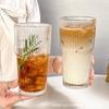 600ml Tall Striped Glass Tumbler With Lid Straw - Leakproof Premium Drinkware Cold Beverages Coffee Water